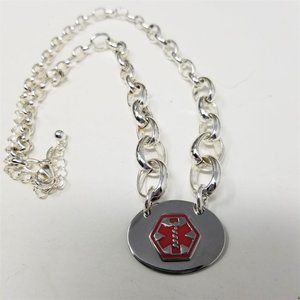 Avon Silver Necklace with Red Pendant